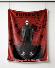 Balenciaga Style Red Flannel Sofa Throw Blanket BA096